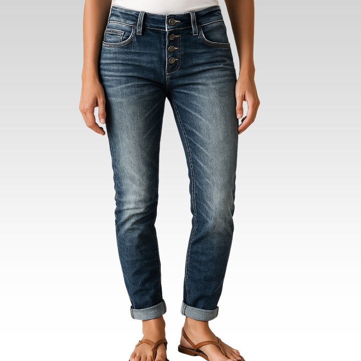 Women’s High-Waisted Stretch Boyfriend Jeans