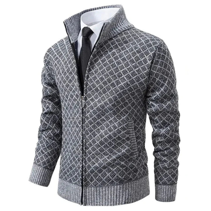 Men’s Textured Zip-Up Knitted Cardigan