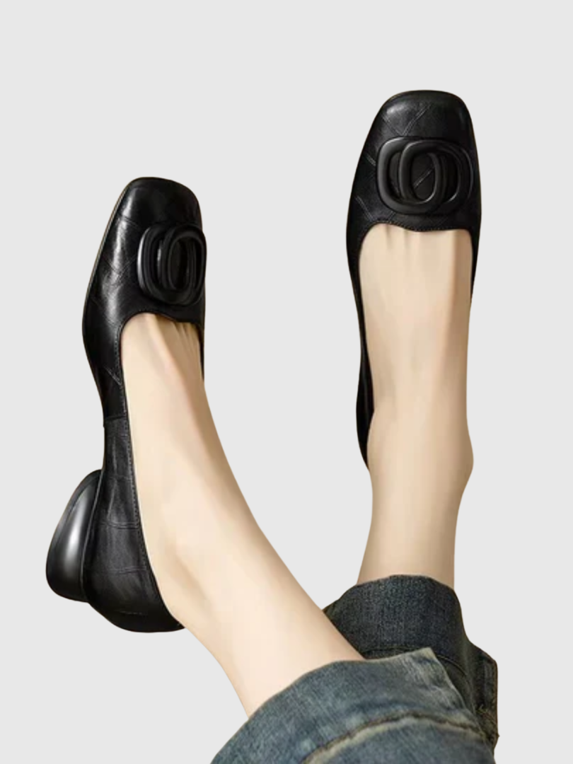Women’s Leather Square-Toe Ballet Flats