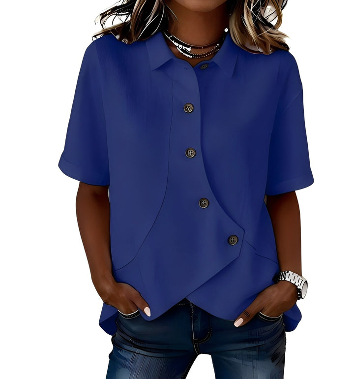 Women’s Linen-Blend Short-Sleeve Shirt