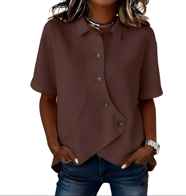 Women’s Linen-Blend Short-Sleeve Shirt