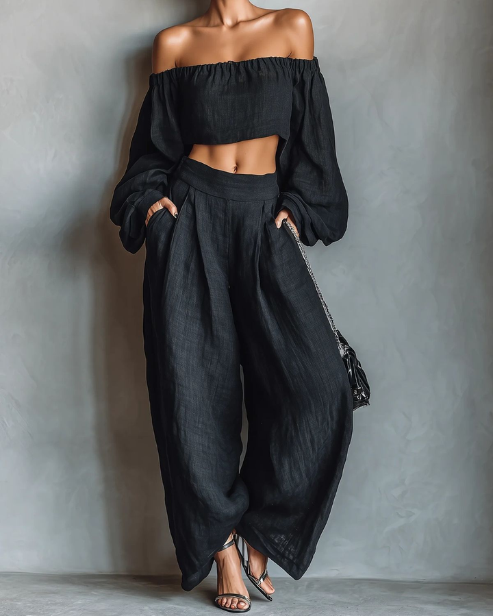 Tess™ | Off-Shoulder Set with Wide Trousers