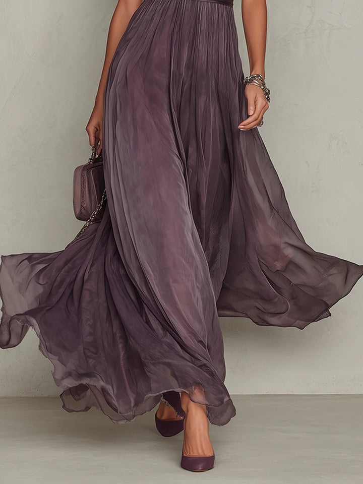 Flavia | Long Purple Dress with Keyhole Neckline