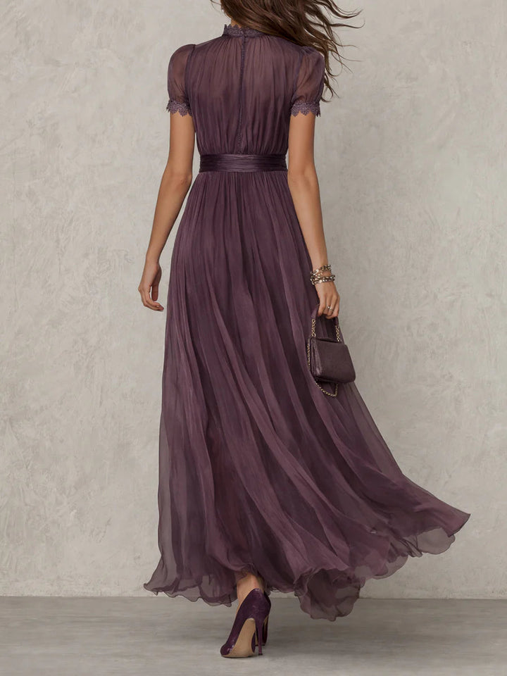 Flavia | Long Purple Dress with Keyhole Neckline