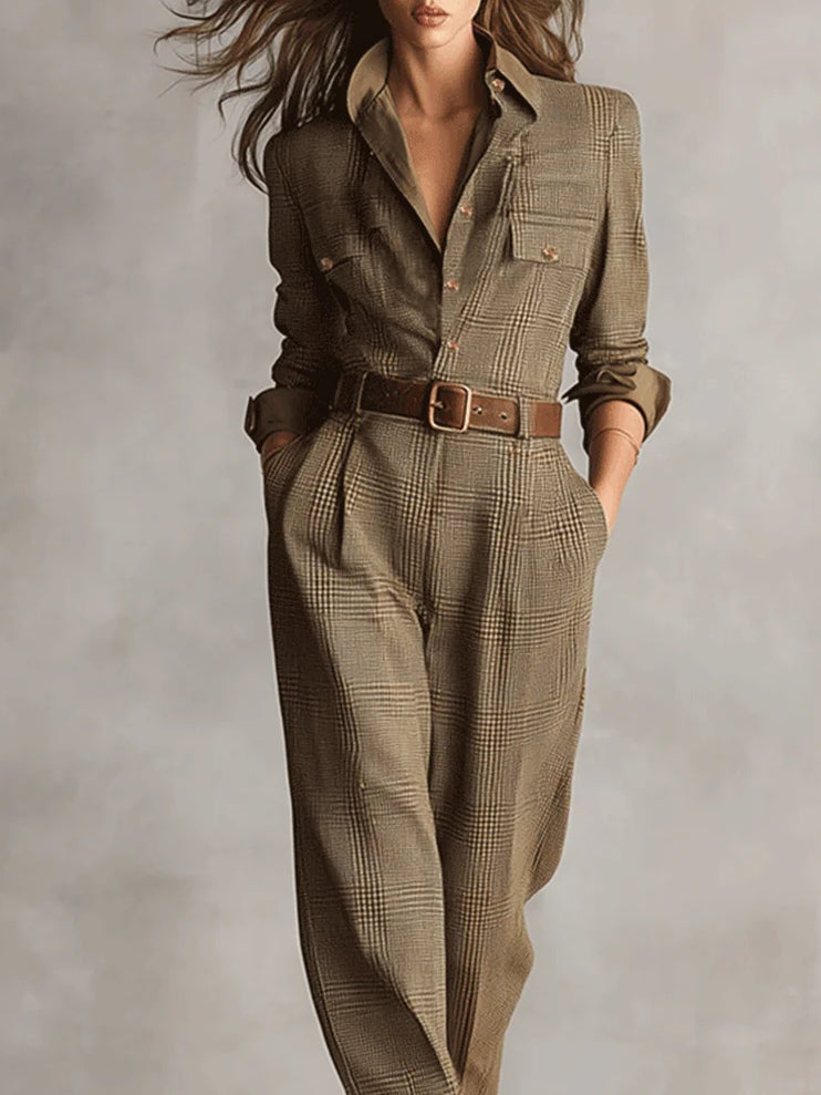Anna™ | elegant jumpsuit in check pattern