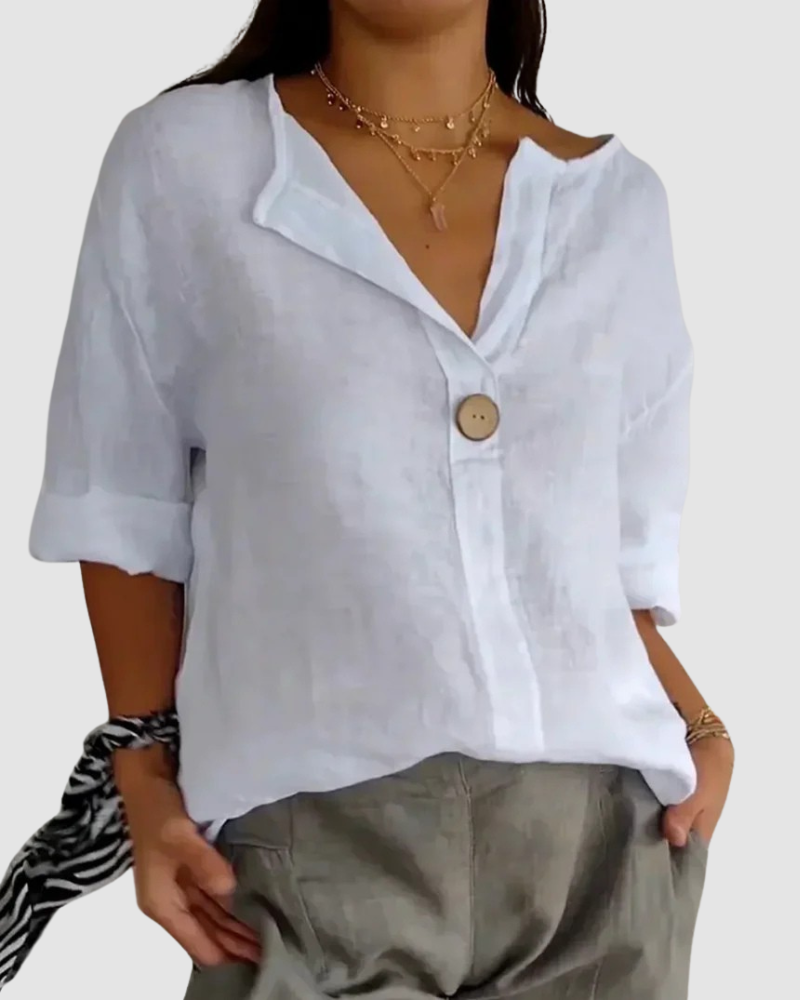 Women’s Relaxed-Fit Linen-Blend Blouse