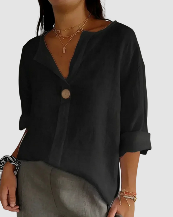 Women’s Relaxed-Fit Linen-Blend Blouse