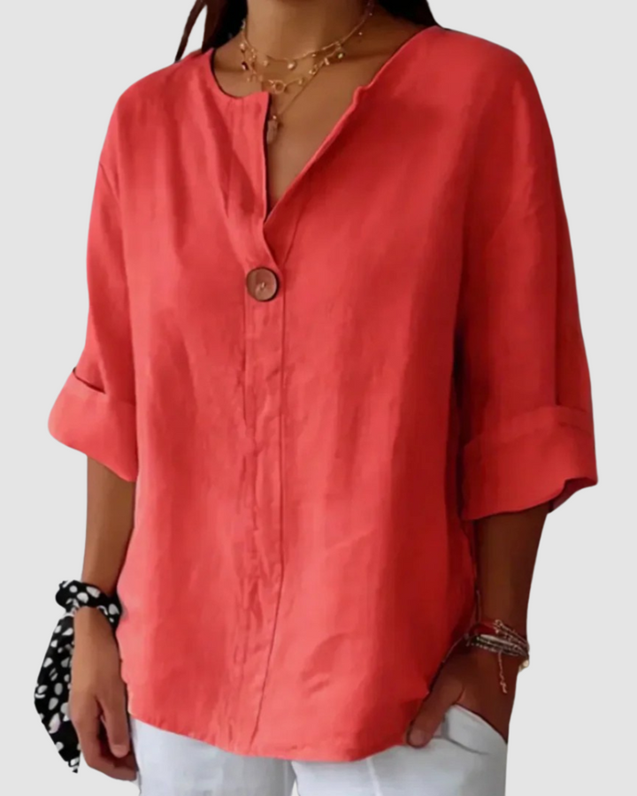 Women’s Relaxed-Fit Linen-Blend Blouse