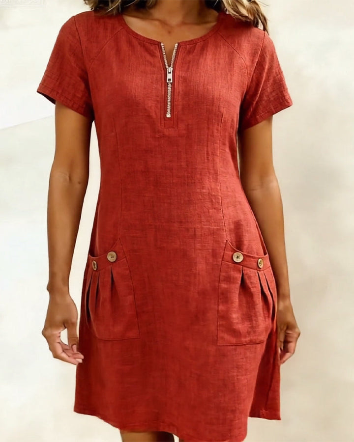 Ellie | Cotton Dress with Zipper Pocket