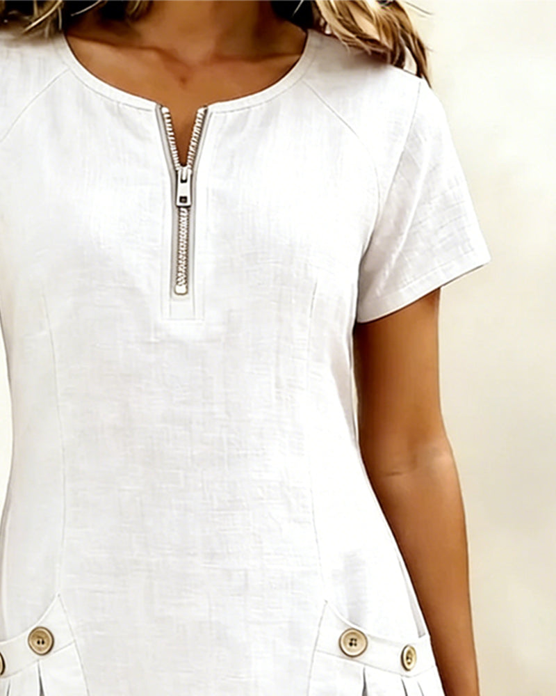 Ellie | Cotton Dress with Zipper Pocket