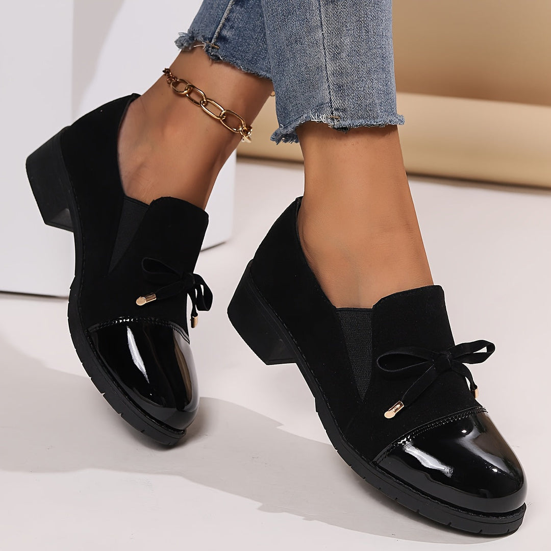 Women’s Patent Bow-Detail Block-Heel Loafers