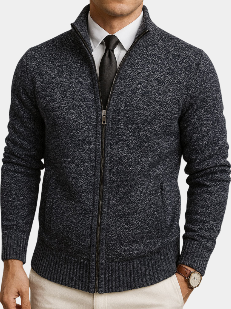 Men’s Textured Full-Zip Knitted Cardigan