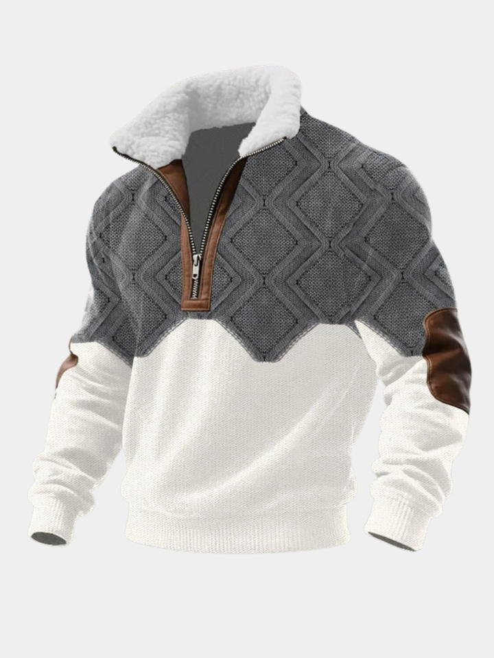 Men’s Fleece-Collar Cable-Knit Quarter-Zip Jumper
