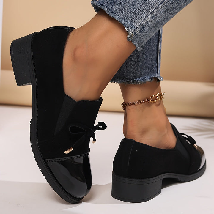Women’s Patent Bow-Detail Block-Heel Loafers