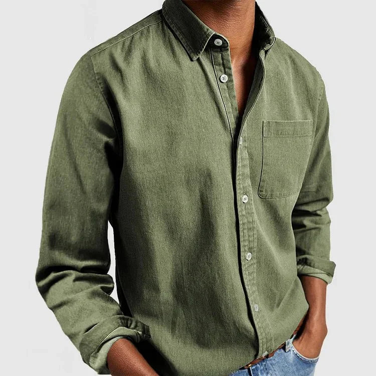 Men’s Casual Cotton Shirt with Chest Pocket