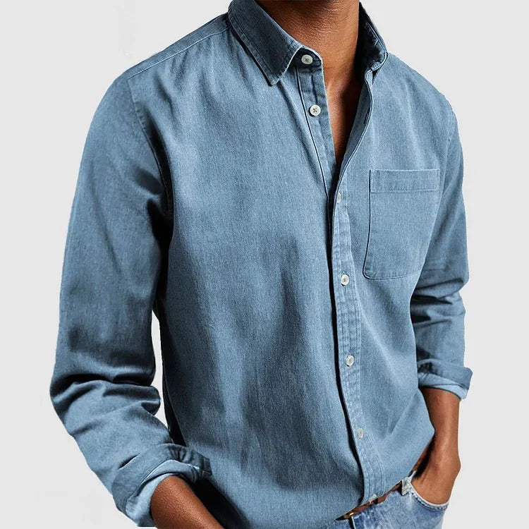 Men’s Casual Cotton Shirt with Chest Pocket