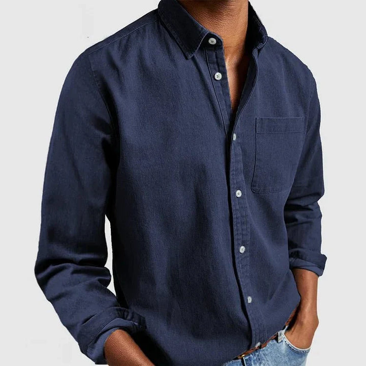 Men’s Casual Cotton Shirt with Chest Pocket