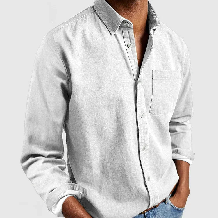 Men’s Casual Cotton Shirt with Chest Pocket