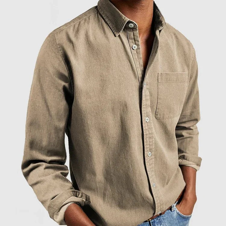 Men’s Casual Cotton Shirt with Chest Pocket