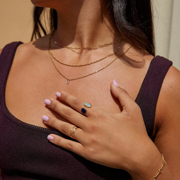 Embrace Ring with Aquamarine