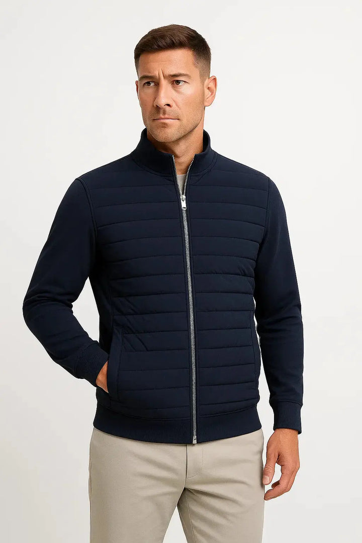 Men’s Hybrid Quilted Knitted-Sleeve Jacket