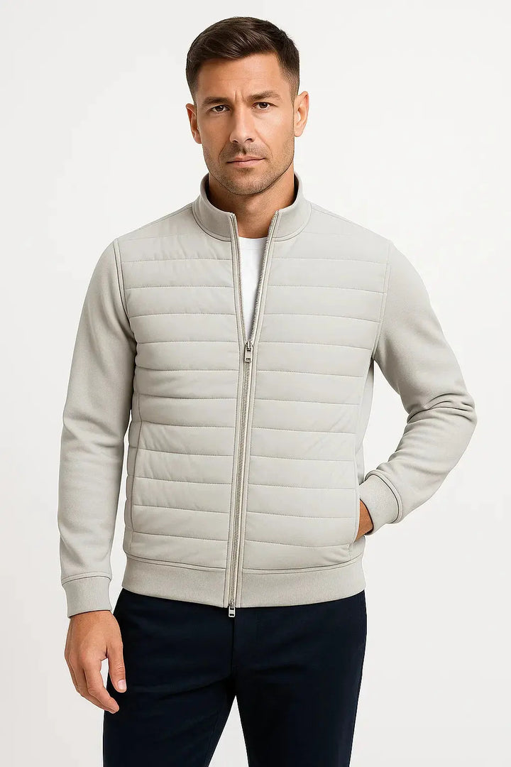 Men’s Hybrid Quilted Knitted-Sleeve Jacket