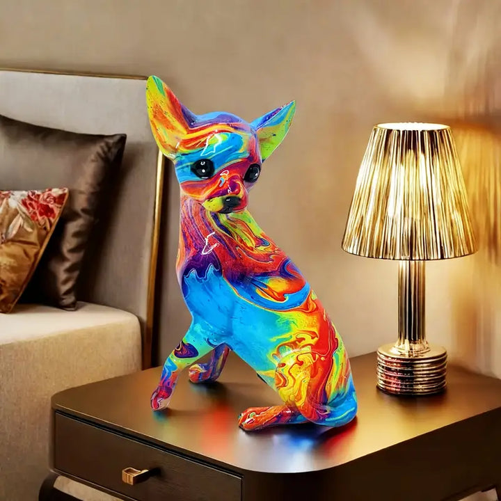 Colorful Resin Chihuahua Table Lamp