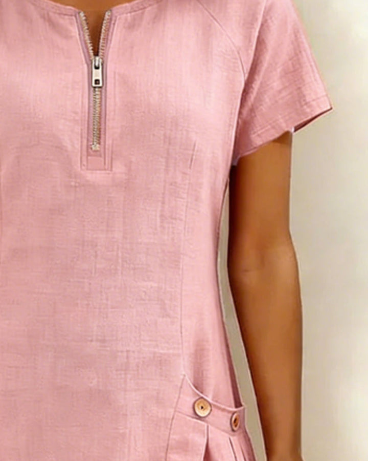 Ellie | Cotton Dress with Zipper Pocket