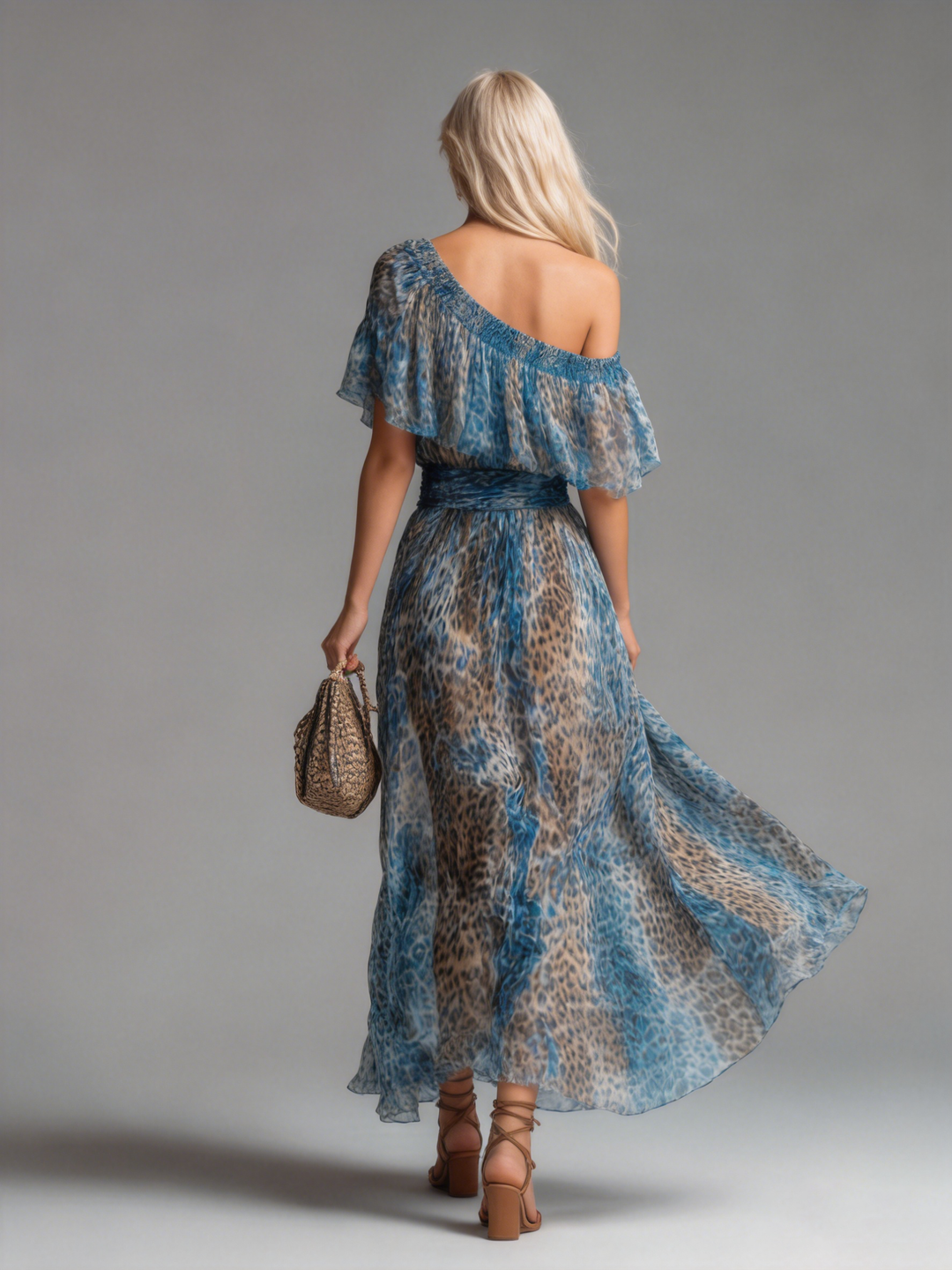 Selvaggia | Leopard Print Off-Shoulder Maxi Dress