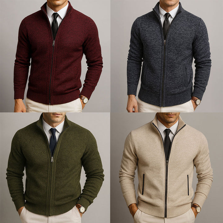 Men’s Textured Full-Zip Knitted Cardigan