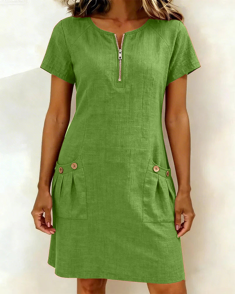 Ellie | Cotton Dress with Zipper Pocket