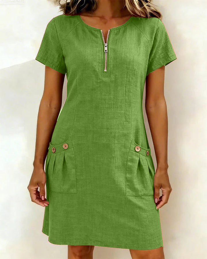 Ellie | Cotton Dress with Zipper Pocket