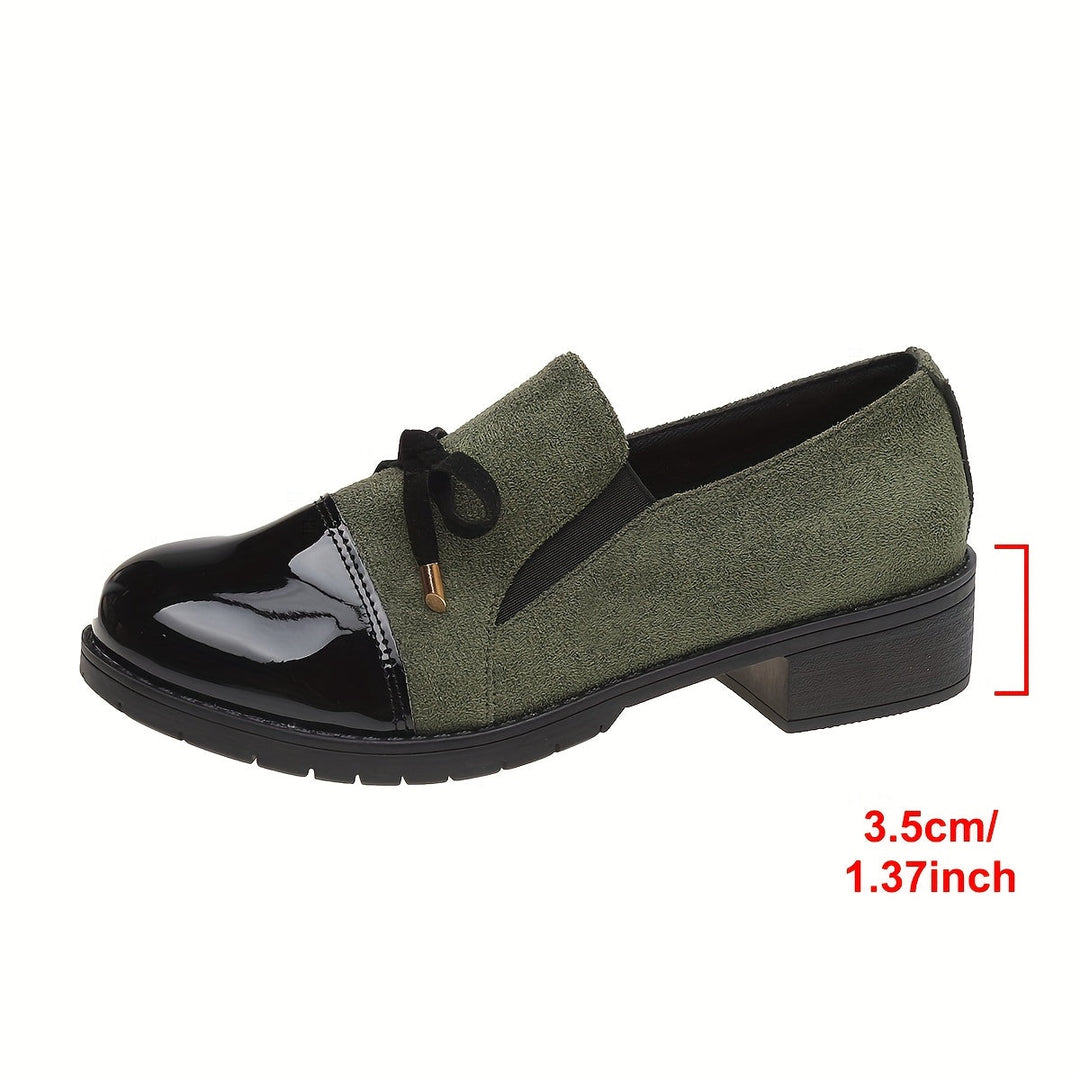 Women’s Patent Bow-Detail Block-Heel Loafers