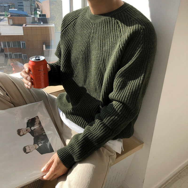 Men’s Chunky-Knit Crew-Neck Jumper