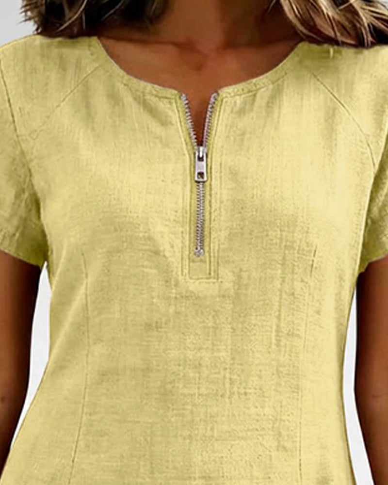 Ellie | Cotton Dress with Zipper Pocket