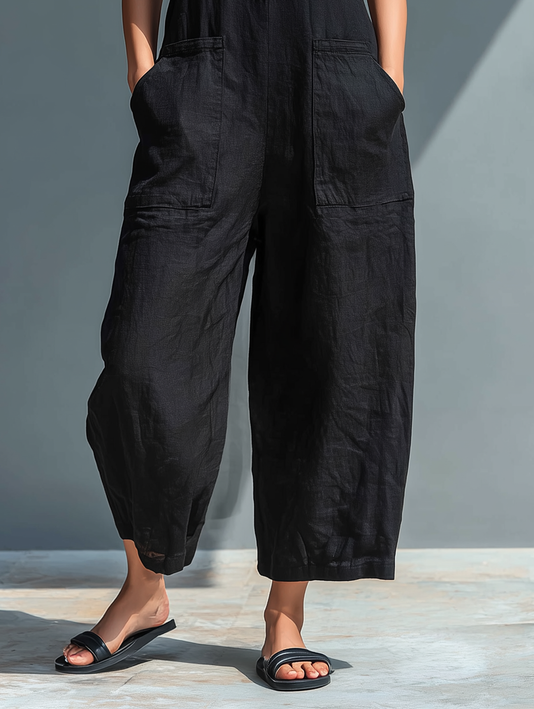 Julia | Sleeveless Linen Overall with Button Placket