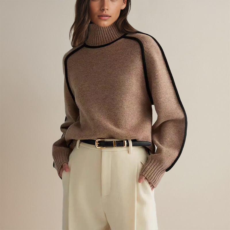 Women’s Contrast Roll-Neck Jumper
