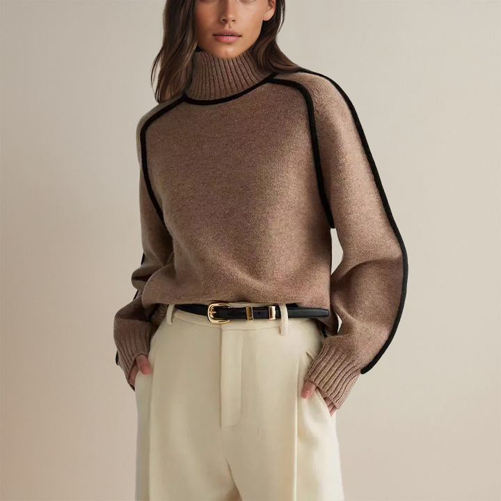 Women’s Contrast Roll-Neck Jumper