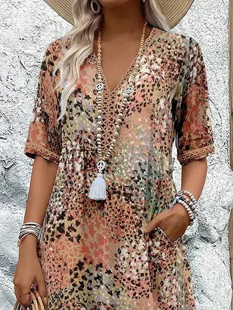 Dorina | V-Neck Dress with Print