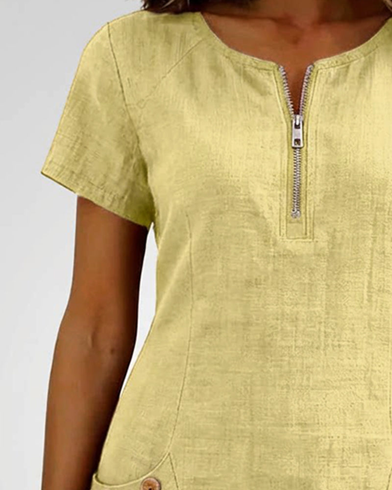 Ellie | Cotton Dress with Zipper Pocket