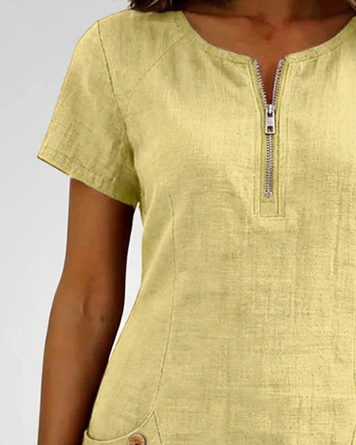 Ellie | Cotton Dress with Zipper Pocket