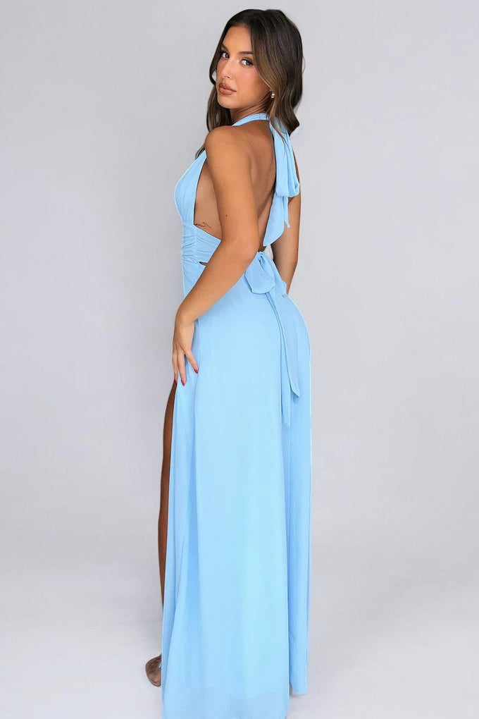 LILLI | Stylish Halter Neck Maxi Dress with High Slit