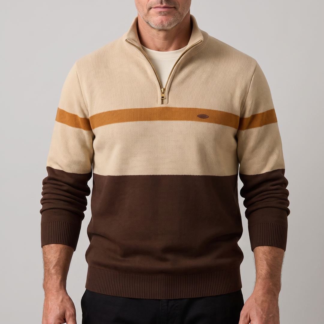 Men’s Colour-Block Quarter-Zip Jumper