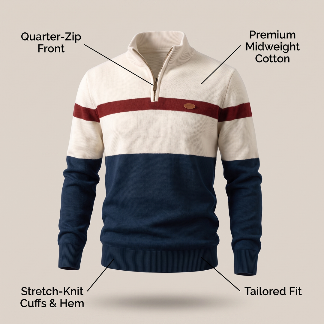 Men’s Colour-Block Quarter-Zip Jumper