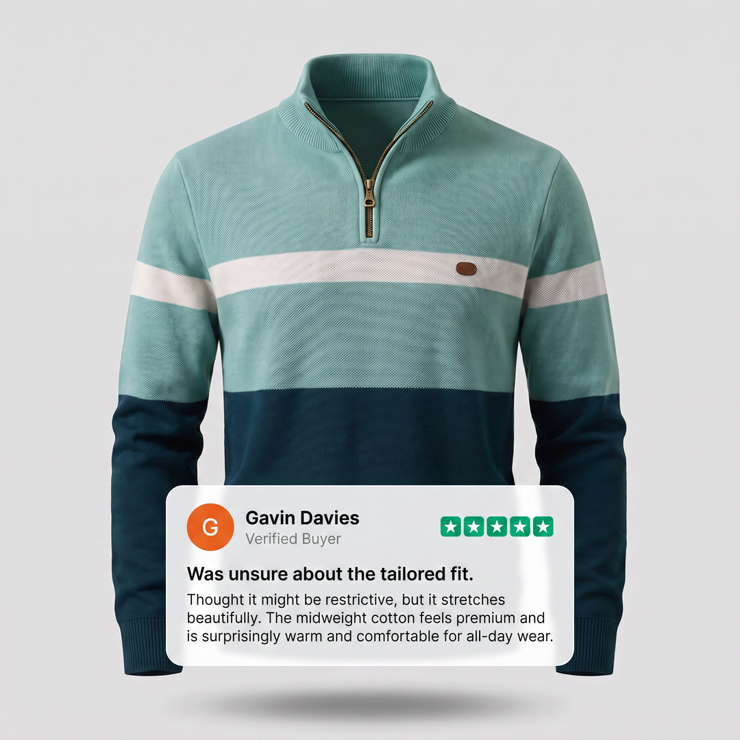 Men’s Colour-Block Quarter-Zip Jumper