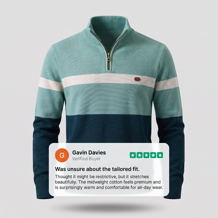 Men’s Colour-Block Quarter-Zip Jumper