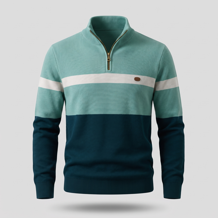 Men’s Colour-Block Quarter-Zip Jumper
