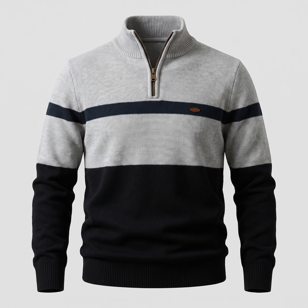 Men’s Colour-Block Quarter-Zip Jumper