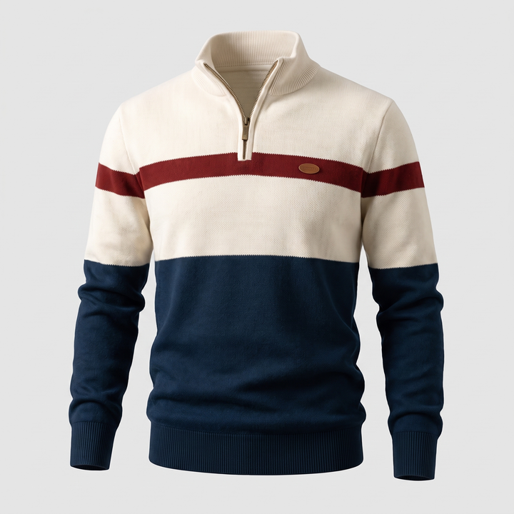 Men’s Colour-Block Quarter-Zip Jumper