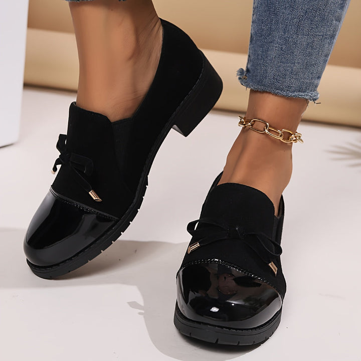 Women’s Patent Bow-Detail Block-Heel Loafers